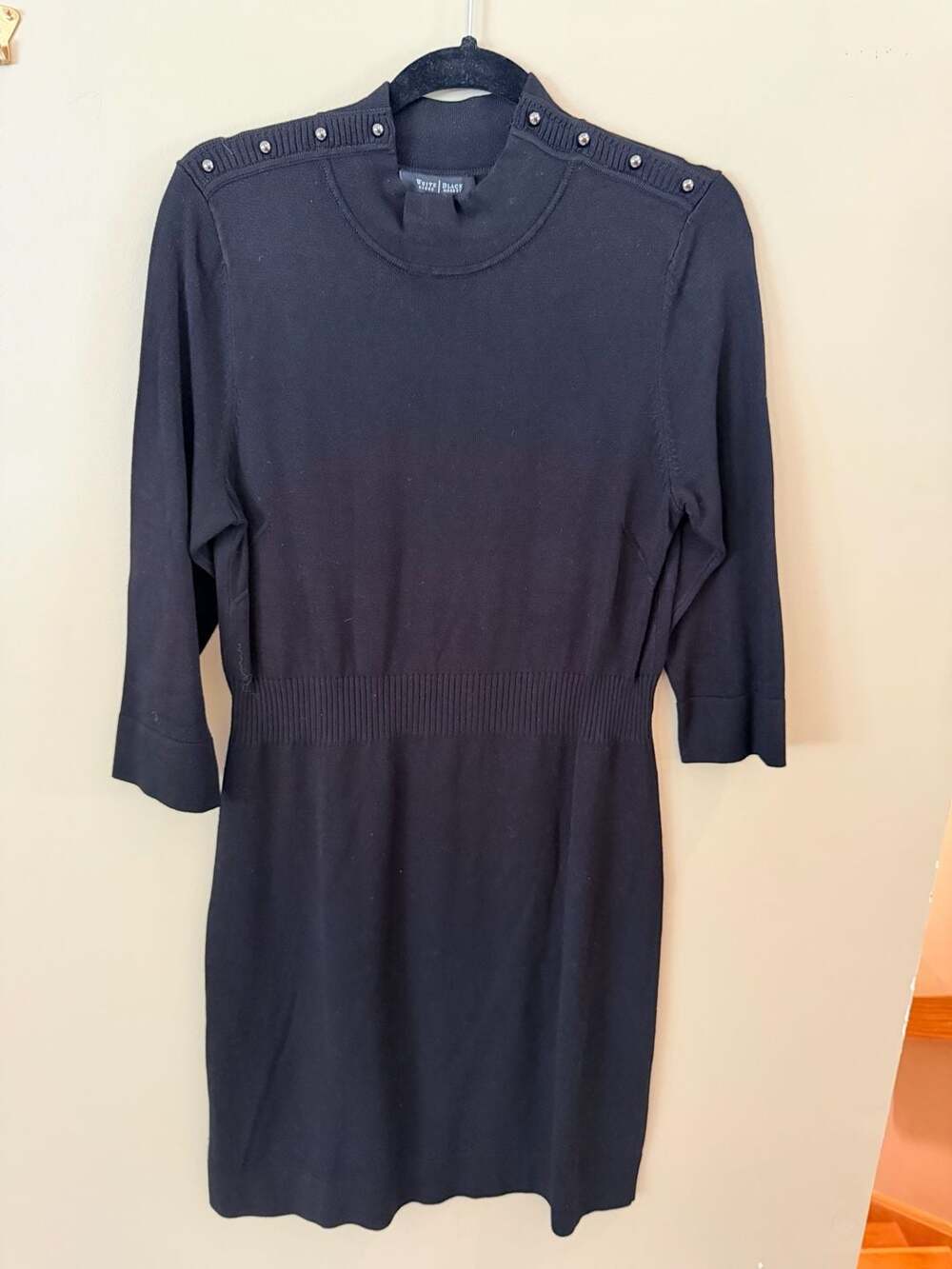 White House Black Market Button Shoulder Mock Neck Sweater Dress
